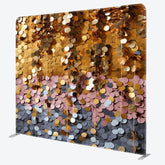 Aperturee - Aperturee Golden Pink Sequins Double-Sided Square Backdrop